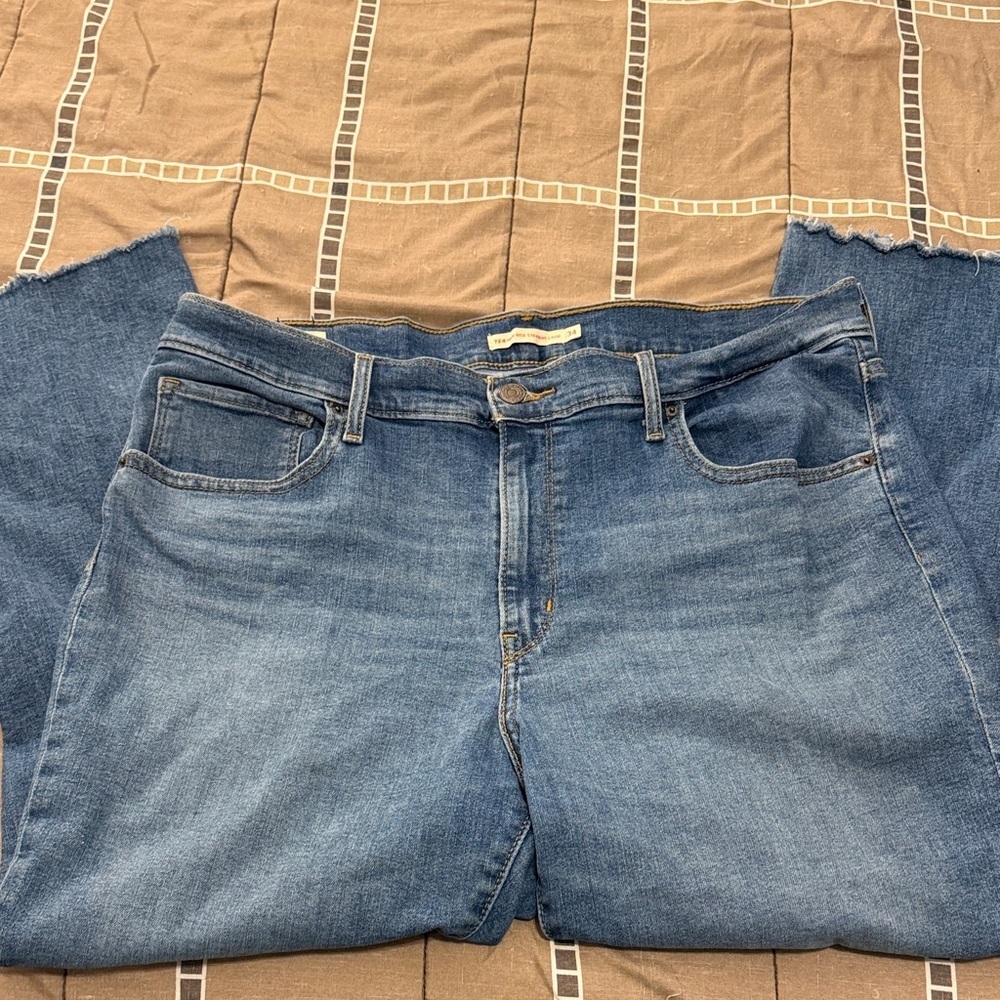 Levi's Classic Blue Straight high rise cropped 34 Women's Jeans